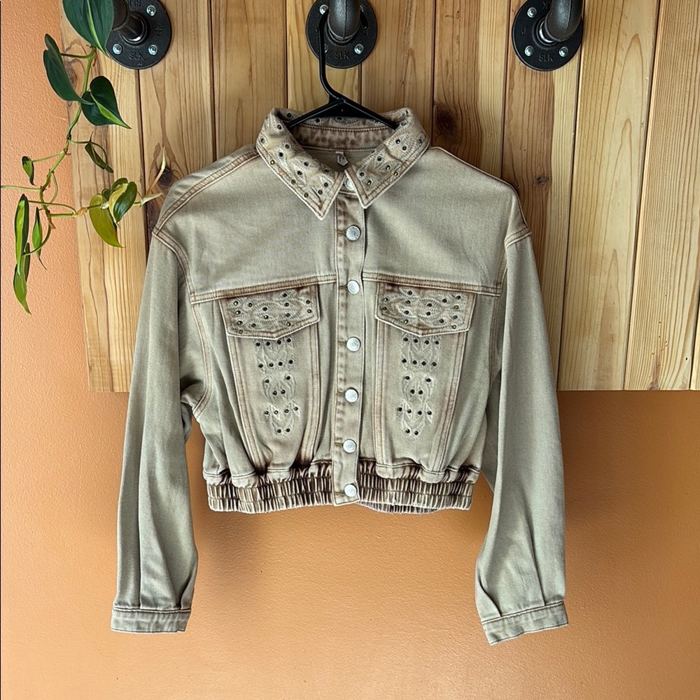 Esqualo Jeans Pink Cropped Jean Jacket
